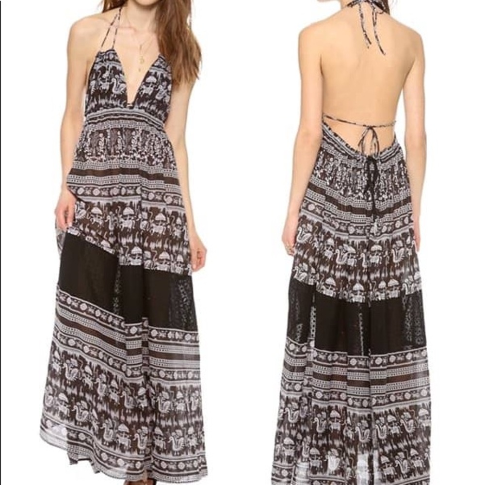 Free People Printed Triangle Top backless Boho Maxi Festival Dress XS